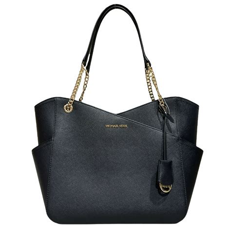 michael kors jet set ns chain tote black patent leather|Michael Kors Jet Set NS Chain Tote Bag MK Signature Patent .